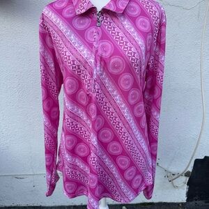 Pink Geometric Long Sleeve Women's Top